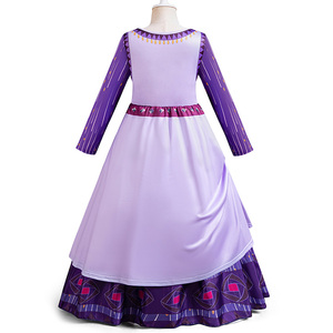 Ragazze principessa Asha Cosplay Costume augura Asha ragazze festa viola abiti lunghi Asha abiti da principessa vestiti per bambini - Product Image 2