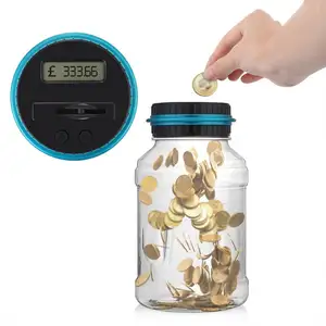 液晶显示器桶形存钱盒硬币收纳盒自动计数透明电子存钱罐美元