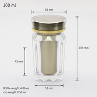 Flacon transparent double couche en PS100 de qualité alimentaire, imprimé sérigraphié, réutilisable et rechargeable, pour compléments alimentaires