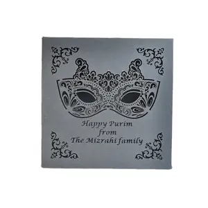 Masquerade Partai Laser Cut Kustom Ibrani Yahudi Selamat Purim Kotak Kebaikan untuk Dekorasi Acara