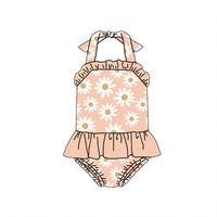 Élégant dos nu imprimé personnalisé Maillot de bain bébé filles en dentelle Maillot de bain confortable à séchage rapide pour enfants