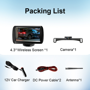 Sucker Cup 4.3 inch Wireless Screen with HD Night Vision License Plate Backup Camera For <b>Car</b> Suv - Product Image 6