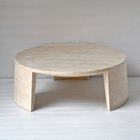 Table basse de salon en travertin moderne américain, beige, durable, pour hôtels et villas, personnalisable, vente directe d'usine
