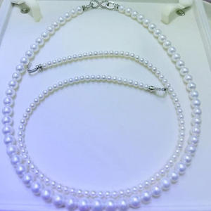 Collar de Perlas de Agua Dulce de Zhuji para Bebé, Redondas de 4-7 mm, Doble Capa, 80 cm de Largo, Ligeramente Imperfectas, Cadena para Suéter - Product Image 3