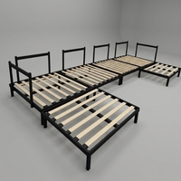 Multifunktionales Konvertierbares Minimalistisches Ausziehbares Schmiedeeisen-Sofabettgestell mit Technischen Holzlatten für Apartment, Schlafzimmer, Wohnzimmer und Hotel