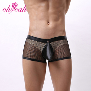 Nuova vendita calda di colore Splicing apribile cavallo uomo biancheria intima trasparente mutandine in finta pelle biancheria intima maschile <span class=keywords><strong>Lingerie</strong></span> - Product Image 5