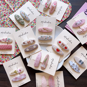 Ensemble de barrettes pour bébé luxueuses et brodées avec décorations florales faites à la main, accessoires pour cheveux pour filles - Product Image 1