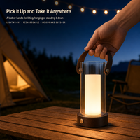 Lampe de poche portable, veilleuse avec poignée en cuir, rechargeable, base en acrylique 3 couleurs, LED pour une décoration moderne et créative de la maison