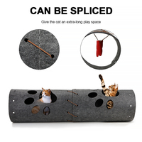 Tunnel pour chat en feutre avec ouvertures en forme de patte et jouet papillon, abri-coussin pour chat pour le repos et le jeu
