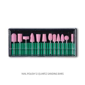 12 Stück pro Set Pink Quartz Schleif kopf Maniküre Pediküre Nagel bohrer Schleif kopf Elektrischer Nagel bohrmaschinen kopf - Product Image 3