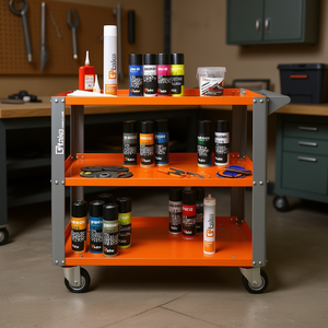 TTAKE 3-Shelf Trolley Orange Metal <b>Tool</b> <b>Storage</b> Cart With Wheels For Workshop Organization - Product Image 3