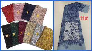 ผ้าลูกไม้ปักเลื่อมโพลีเอสเตอร์ 100% สีดำ ผ้าลูกไม้ปักเลื่อมสำหรับชุดแต่งงาน - Product Image 2