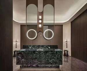 Yushi Verde Alpi phiến đá cẩm thạch hiện đại phong cách Châu Âu ánh sáng sang trọng màu xanh lá cây <span class=keywords><strong>Granite</strong></span> Countertop cho sàn nhà bếp đánh bóng bề mặt - Product Image 5