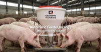 QP QP-DAW80 Équipement pour ferme porcine, nouveaux mangeoires automatiques en acier inoxydable PP réglables pour aliments secs et humides, capacité de 80 kg, sevrage des porcs, portables