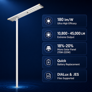 <span class=keywords><strong>Farola</strong></span> Solar Integrada Todo en Uno con Sensor de Movimiento, 60w 100w 200w, IP65, Impermeable para Exteriores - Product Image 2