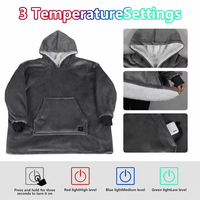USB-Beheizbare Tragbare Decke 3 Heizstufen Flanell-Fleece Kapuzendecke Kohlefaser-Heizung Elektrische TV-Decke