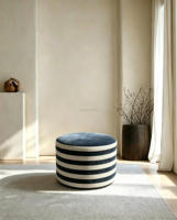 Pouf Rond Nordique Moderne avec Rangement, Tabouret d'Angle pour Salon, Petit Pouf Bas pour la Maison
