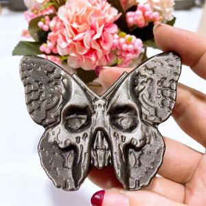 Ym — perles en cristal naturel sculpté à <span class=keywords><strong>la</strong></span> <span class=keywords><strong>main</strong></span>, obsidienne en obsidienne avec ailes de papillon, accessoire de décoration, vente en gros - Product Image 5