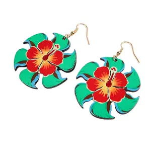 Custom Acrylic Earrings Wholesale Fashion Designs Jewelry Bohemian Butterfly Flower Samoan Earrings for women