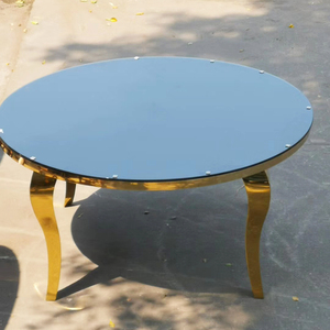 Forma redonda de acero inoxidable moderno café de <span class=keywords><strong>la</strong></span> boda conjunto mesa de comedor 6 sillas - Product Image 1