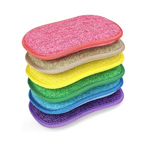 Éponge à vaisselle double face OEM à marque privée, tampon à récurer la cuisine anti-rayures, éponge de nettoyage réutilisable en microfibre - Product Image 1