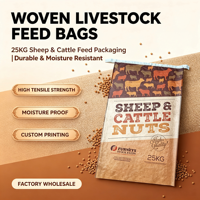 Sac d'emballage vintage imprimé en PP tissé laminé BOPP pour aliments du bétail, 25 kg, haute résistance à la traction, résistant à l'humidité, pour l'emballage des aliments pour moutons et bovins
