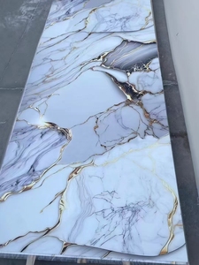 แผ่นผนังพีวีซี3D คลาสสิกทันสมัยหินอ่อนทางเลือกสูงมันวาวกันน้ำแผ่นหินอ่อน UV มีลวดลายเรขาคณิตและดอกไม้ - Product Image 5