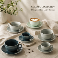 Tasse et soucoupe à expresso en céramique à glaçure réactive pour café de spécialité, pour la restauration hôtelière de boutiques, achat en gros pour distributeurs