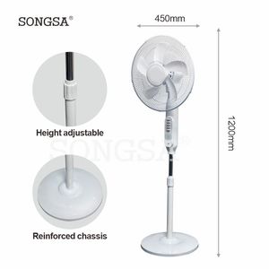 Ventilateur sur pied électrique rechargeable à moteur sans balais <span class=keywords><strong>de</strong></span> 16 pouces, faible bruit, haut <span class=keywords><strong>d</strong></span>ébit <span class=keywords><strong>d</strong></span>'air, <span class=keywords><strong>prix</strong></span> bas en gros pour usage domestique, commercial et hôtelier - Product Image 4