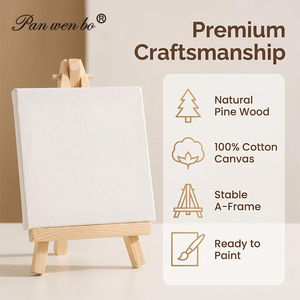 Mini toile Panwenbo 10x10cm avec <span class=keywords><strong>chevalet</strong></span>, toile tendue en coton 280g pour la <span class=keywords><strong>peinture</strong></span> artistique des enfants à l'école - Product Image 3
