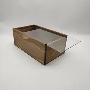 Wood Rectangular Handmade Vintage Pine Wood Boxes With Acrylic Lid