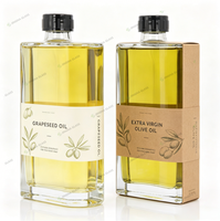 Botella de Vidrio Cuadrada Transparente Verde de 350ml 500ml para Aceite de Oliva con Etiqueta Personalizada, Envase de Vidrio para Aceite Comestible