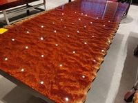 Dessus de table en dalle de bois Bubinga Premium Live Edge Burl Dessus de table figuré exotique Dessus de table basse en bois massif