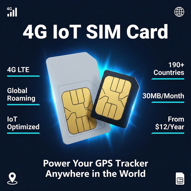 4G IoT SIM Card for GPS Tracker PC 30MB Month Global Coverage 190+ Countries Plug & Play Activation Annual Plan 12 USD