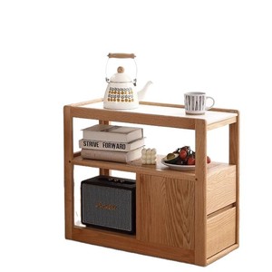 Solid Wood Slab Side <b>Table</b> With Storage For Living Room Small Apartment Corner Cabinet Narrow <b>Sofa</b> Side <b>Table</b> - Product Image 5