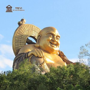 Estatua de Buda Sonriente de Bronce Fundido Grande TREVI |   Escultura de <span class=keywords><strong>Maitreya</strong></span> Sentado sobre un Trono de Loto para Jardín y Templo - Product Image 6