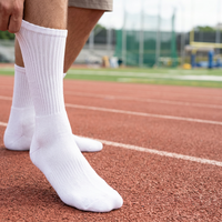 Chaussettes de sport haute performance en coton et nylon, tricotées, ODM, anti-humidité, anti-odeur, avec revers, blanches, pour l'automne
