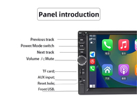 Reproductor MP5 Universal para Auto de 7 Pulgadas con Pantalla Táctil Completa, 2 DIN, Multimedia, Estéreo, Radio FM, Reproductor de Video, USB/TF, Entrada AUX, Cámara Trasera