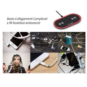 * Presa * Caricabatterie Wireless a doppia ricarica 5W + 5W SKU-7740 di colore rosso e nero-elettronica/telefonia e cellulare - Product Image 2