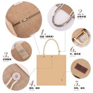 Square Bags Muji Style Linen Tote Bag HMD4001 Jute Blank Yellow Urban Simplicity General Packaging Customizable - Product Image 3