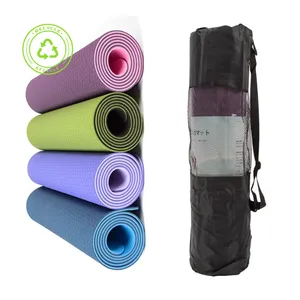 2024 grosir Eco tidak beracun Anti Slip Custom Printing 4mm 6mm 8mm 10mm 12mm 15mm TPE alas Yoga dengan tas