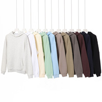 Sweat-shirt à capuche unisexe en coton peigné 380g, coupe ample à épaules tombantes, sans repassage, en molleton double face, pour l'automne et l'hiver