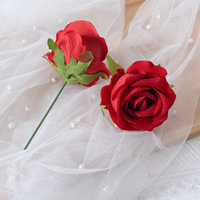 Rose artificielle rouge avec tige, roses artificielles au toucher réel pour bouquet de mariage, centre de table, décoration de vase à domicile