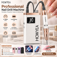 HOWYEA Ponceuse à ongles professionnelle rechargeable à moteur à balais de charbon, personnalisable