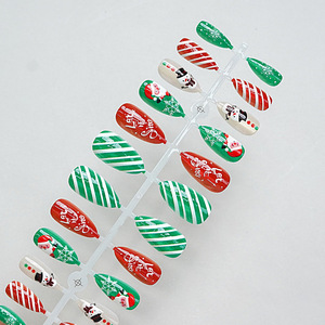 Faux ongles populaires rouge et vert pour Noël, effet œil de chat scintillant, réutilisables, pour manucure festive et fêtes de fin d'année - Product Image 4