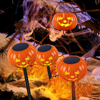 Lampu Solar Labu Halloween JIANGYU Terlaris, Tahan Air IP65, Kontrol Cahaya Pintar untuk Kolam Renang dan Taman