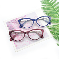 Gafas Ópticas de Ojo de Gato para Mujer, Montura Completa de Acetato y Lentes de PC para Uso Diario