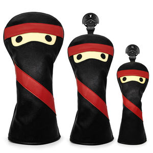 Dernières conceptions de housses de tête de club de golf en cuir amusantes pour driver, fairway et hybride, style Ninja - Product Image 1