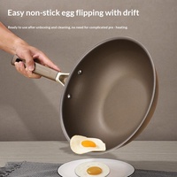 Neuer Doppelseitiger Titan-beschichteter Antihaft-Wok mit Edelstahldeckel, Flacher Niedrigprofil-Wok für Haushalt, Kompatibel mit Induktionskochfeldern und Gasherden