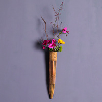 Panier à fleurs artisanal en bambou tressé, style vieilli, violet et blanc, d'inspiration zen, style chinois vintage pour la maison